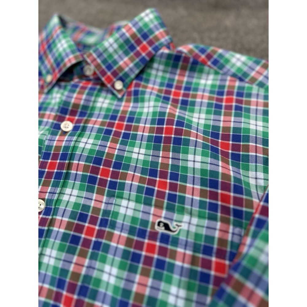 Vineyard‎ Vines Slim Fit Tucker Shirt Large Long Sleeve Blue Plaid